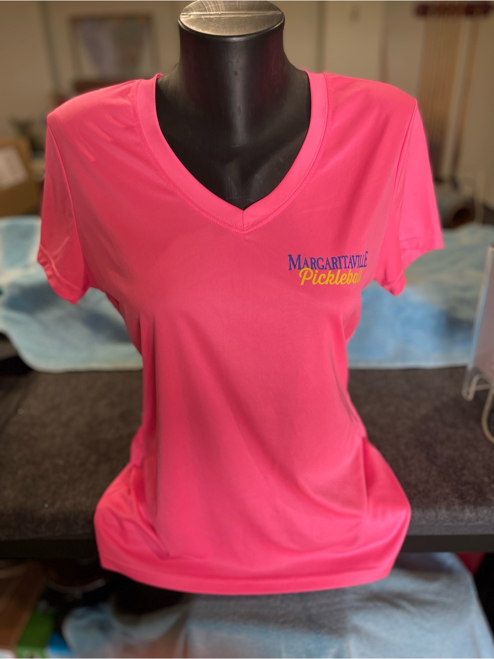 PARAGON Women's Hot Pink V-Neck Performance Tee